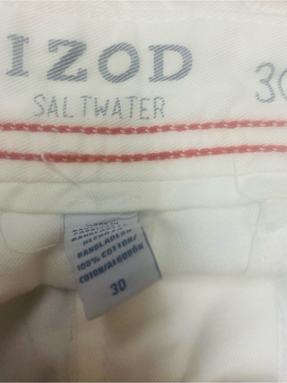 Izod White  Flat front Chino shorts Salt  Water Sz.  30 - Picture 8 of 8